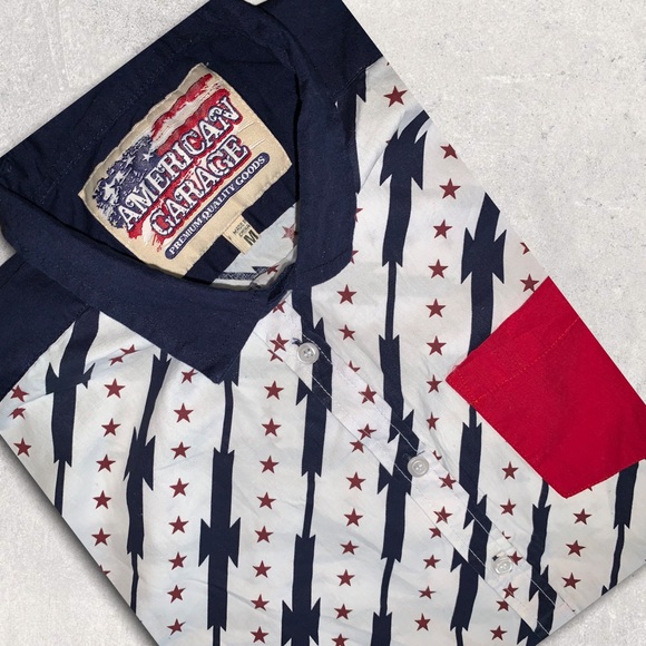 American Garage Star Stripe Men’s Shirt, Size M - Picture 7 of 11